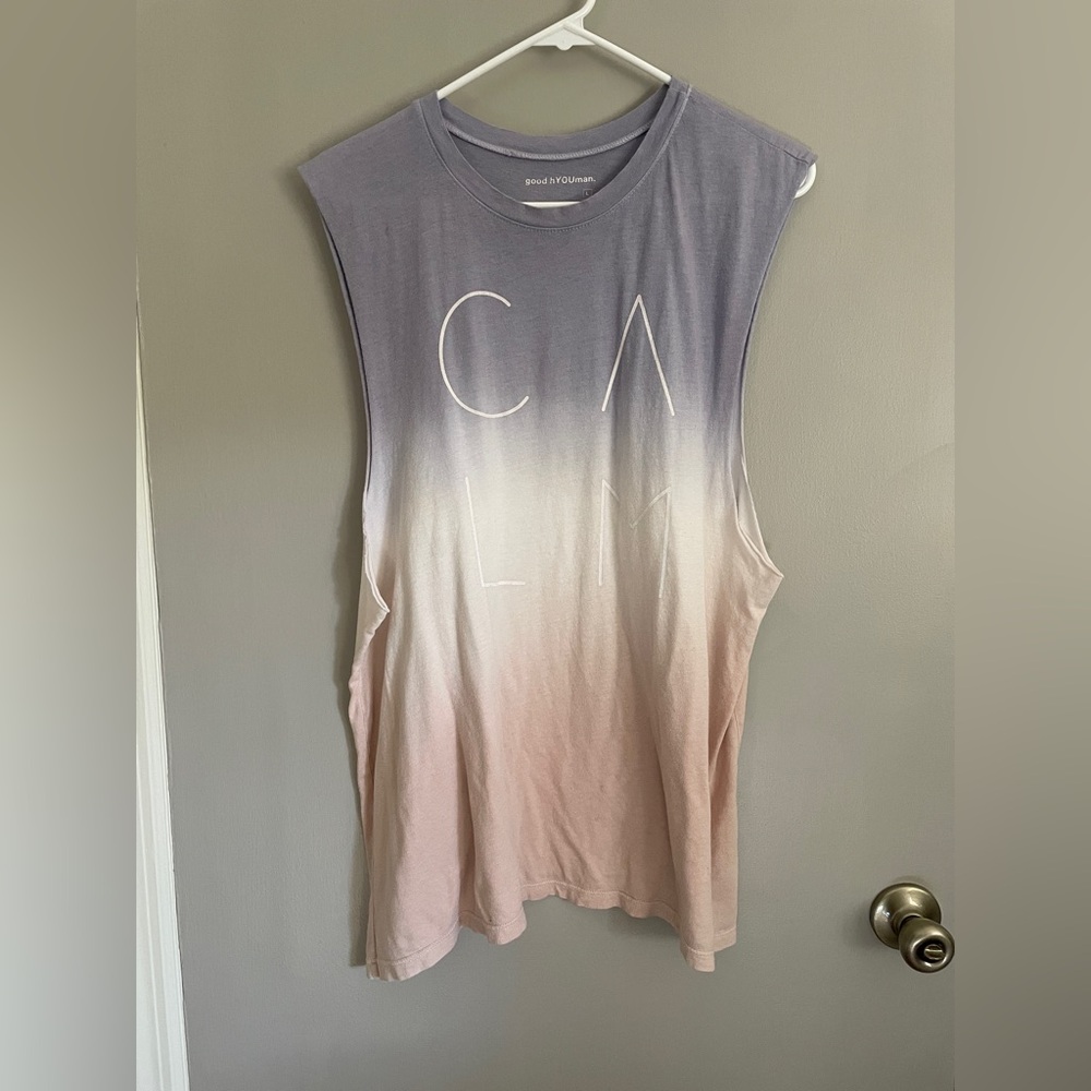 good hYOUman Purple and Pink Ombre Muscle Tee
